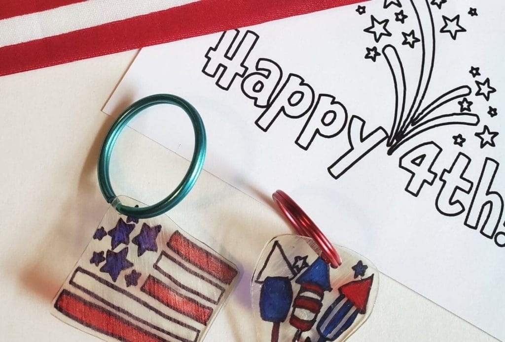 4th of july shrinky dink keychains