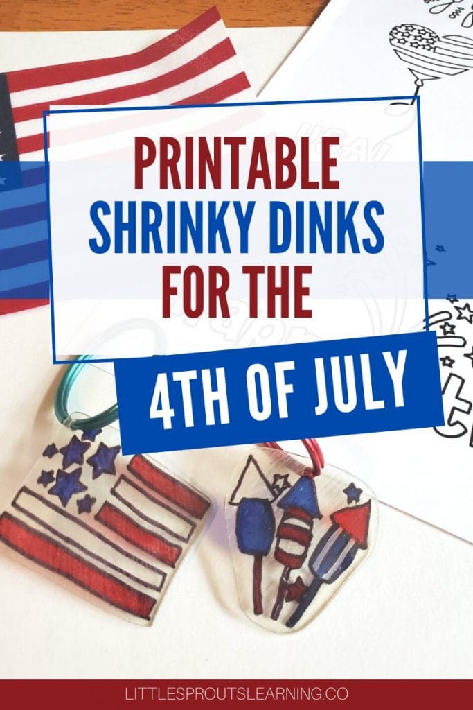 4th of july shrinky dink keychains with a flag and the printable pattern