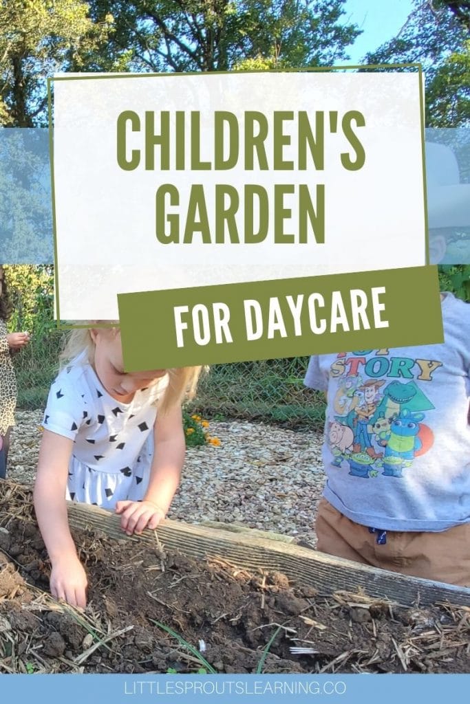 kids planting seeds in the daycare garden