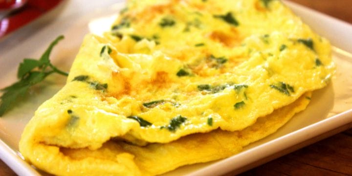 air fryer omelet folded over on a plate