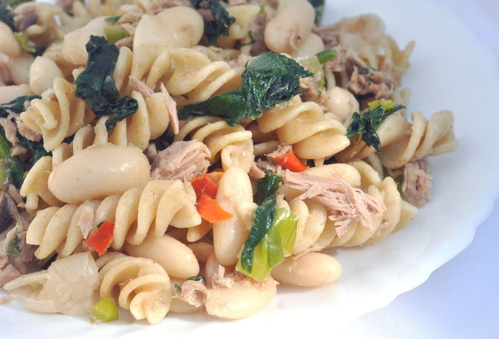 tuna pasta salad on a plate