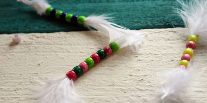 beaded feathers