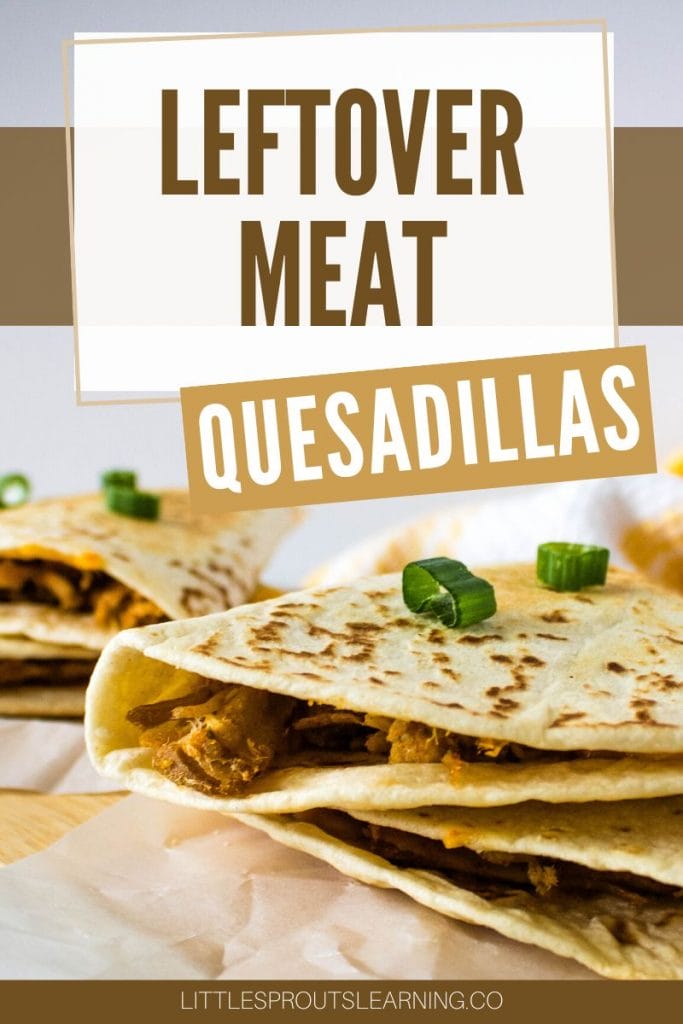 leftover pulled pork quesadillas on a board