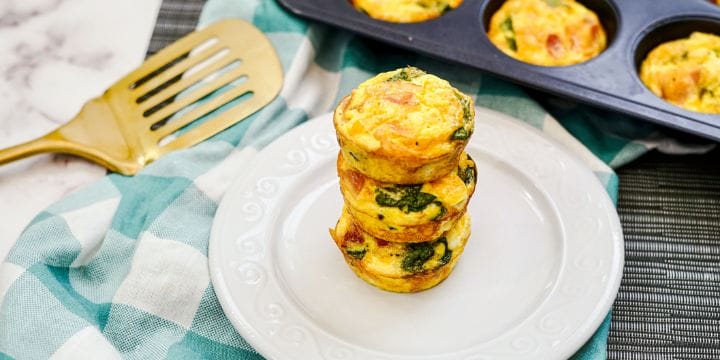 egg muffins stacked on a plate