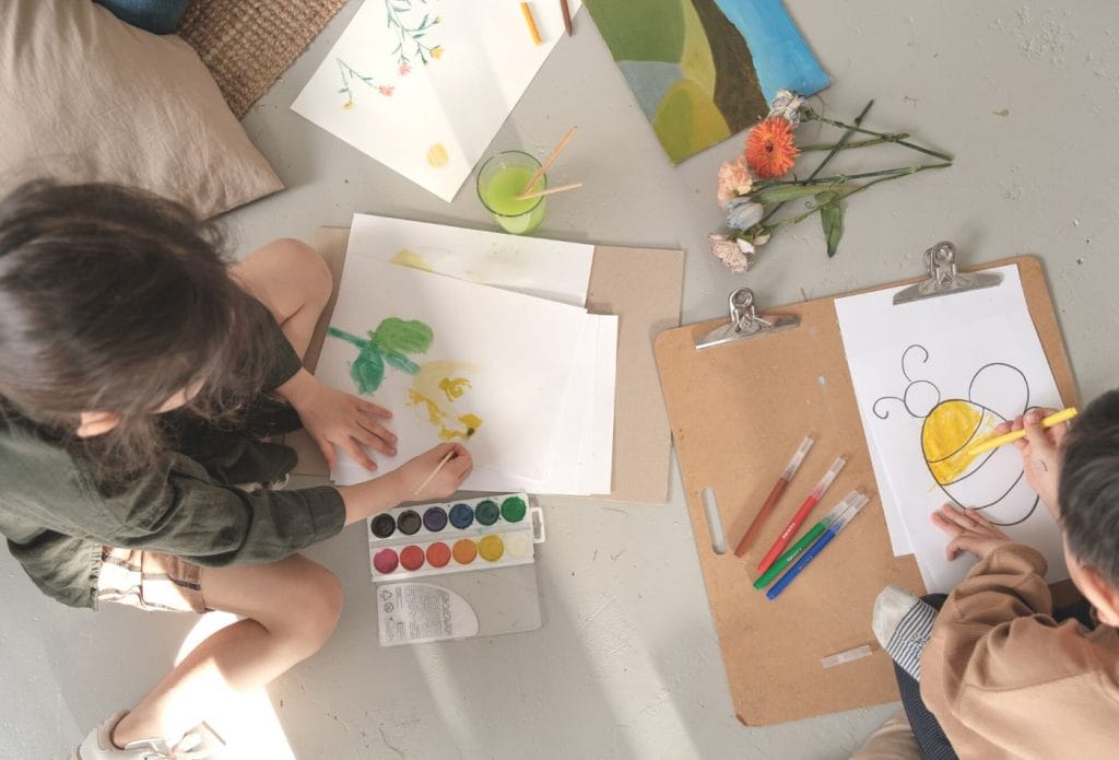 kids doing calming art projects