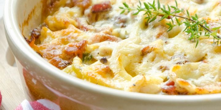 chicken rotel spaghetti garnished with thyme