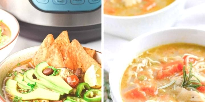 a collage of different chicken soups