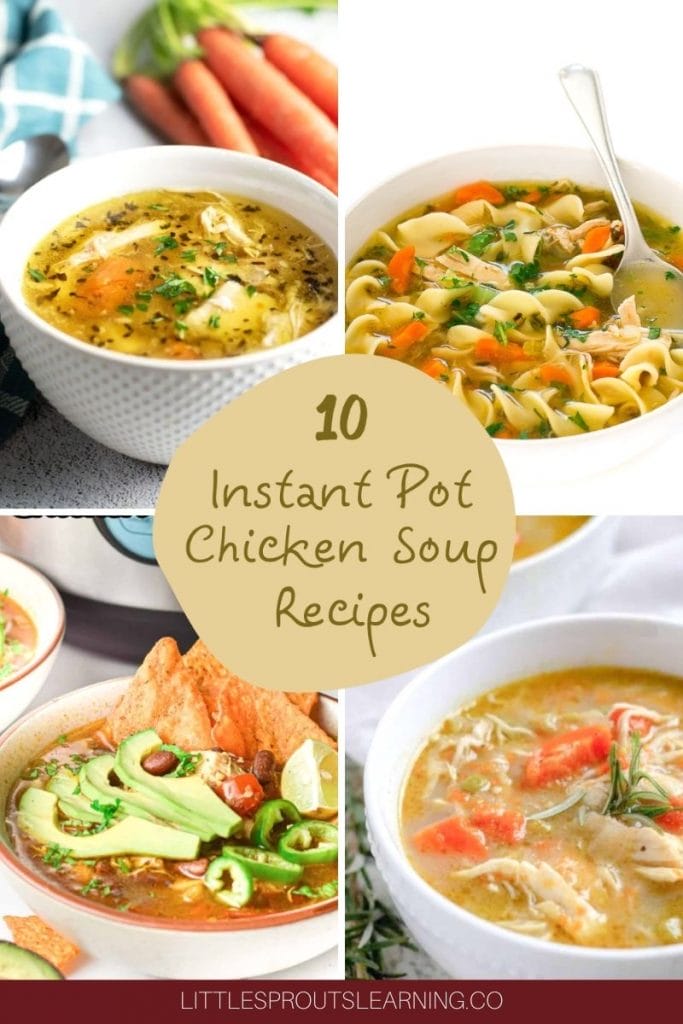 instant pot chicken soup collage