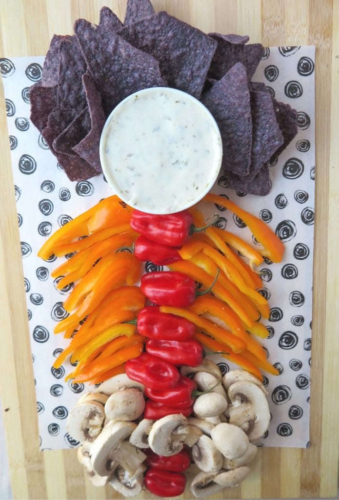 vegetables making the outline shapes of a skeleton