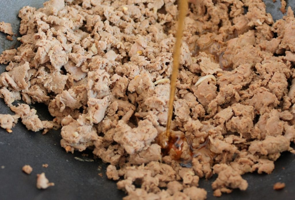 umami mongolian sauce going into ground beef