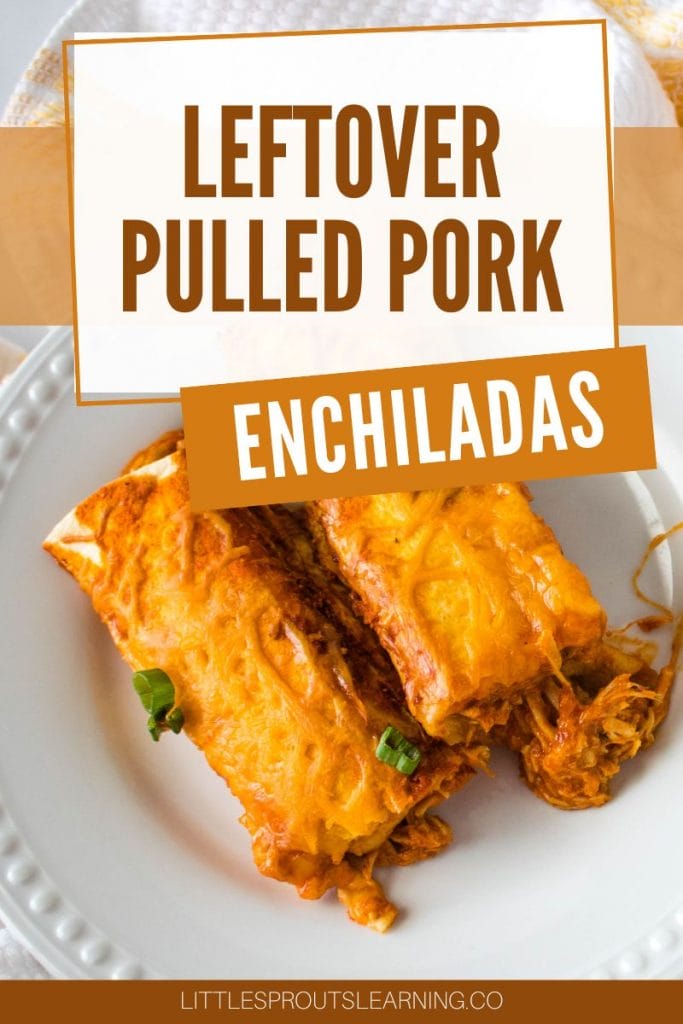 leftover pulled pork enchiladas on a plate
