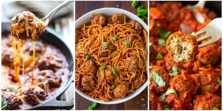 top meatball recipe samples on plates
