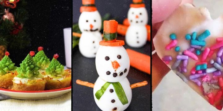 winter themed snack collage