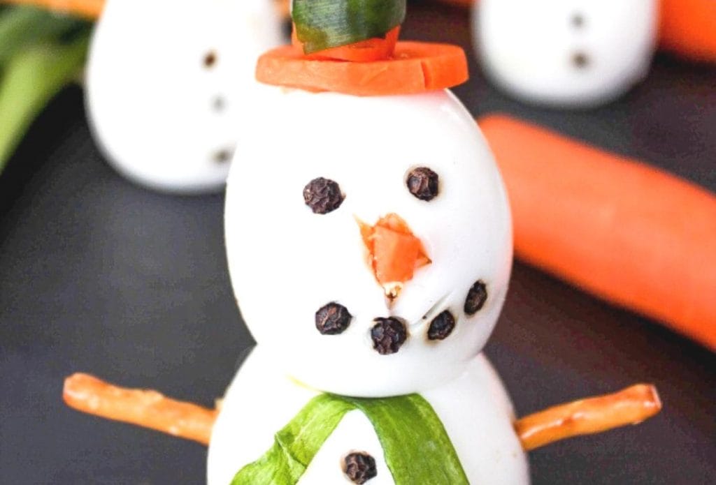 snowman made of boiled eggs