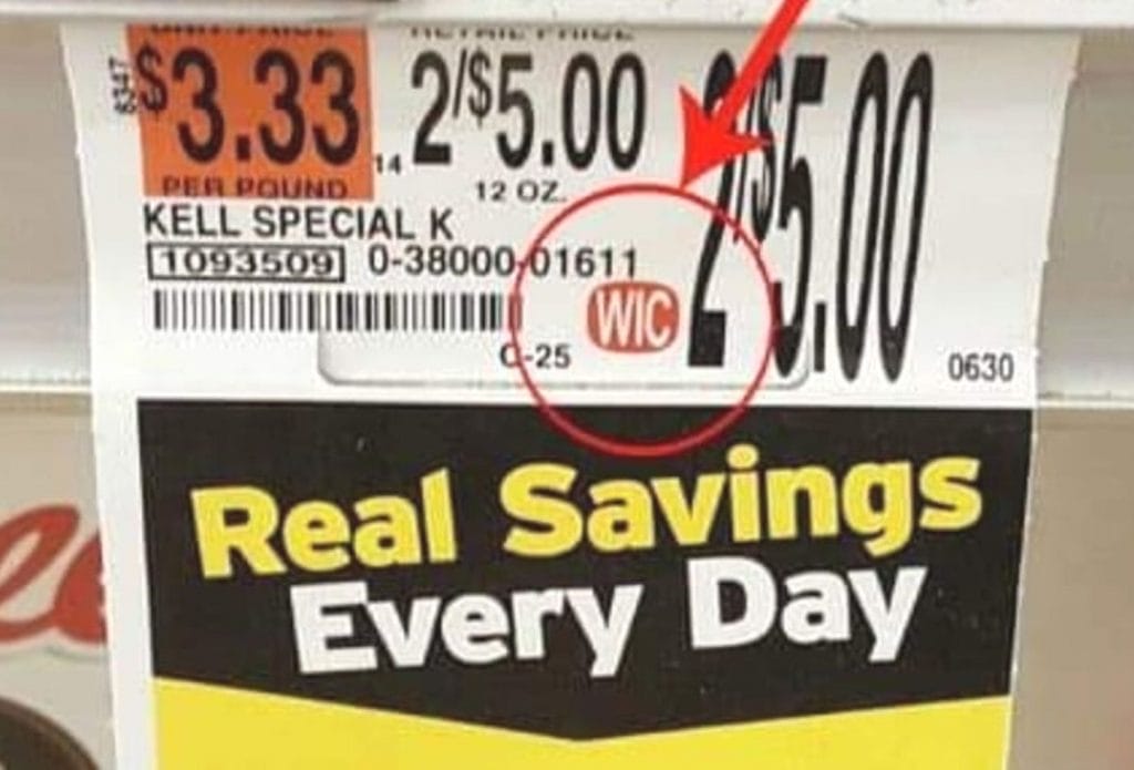 WIC on the grocery shelf price marker