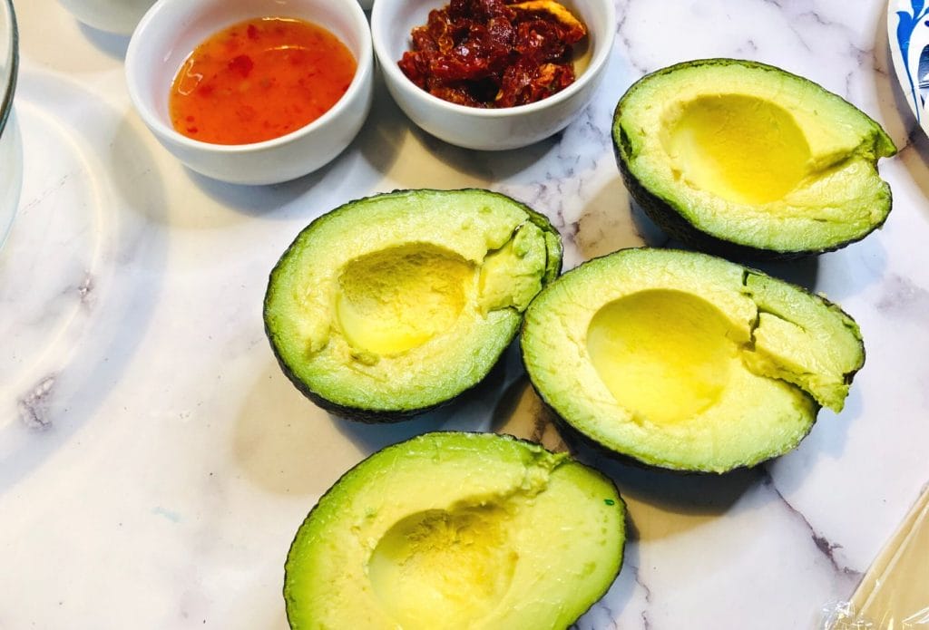 ingredients for avocado egg rolls