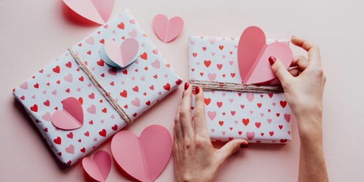 kids valentine gifts in boxes on a table
