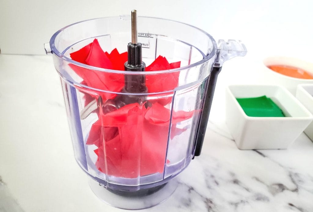 construction paper in a blender