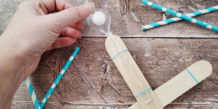 homemade popsicle stick catapult with straws
