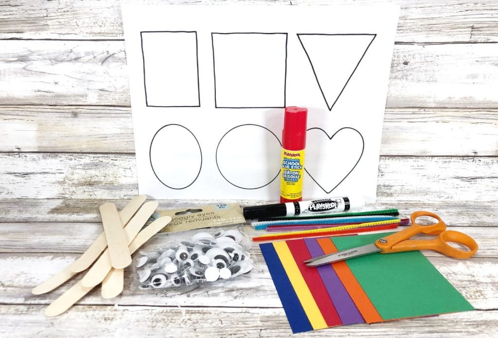 supplies for making shapes and colors alien craft