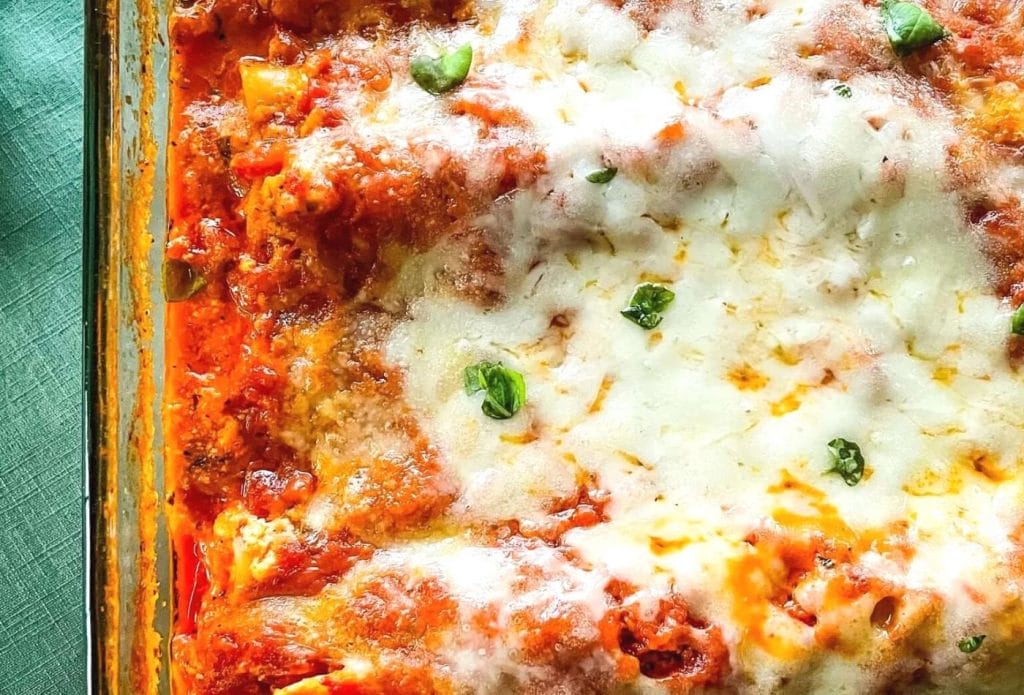 whole lasagna in a pan