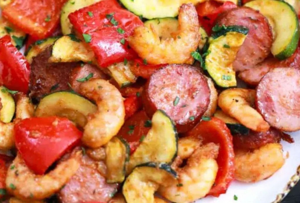 air fried shrimp and sausage dinner