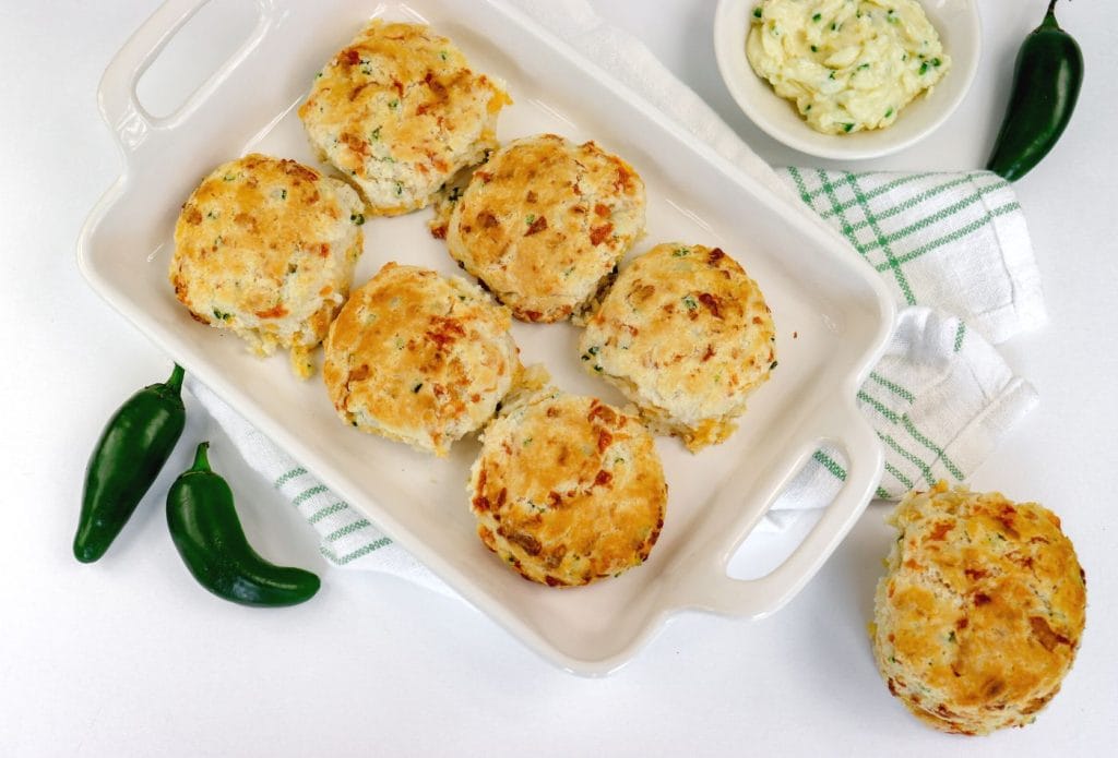 cheddar biscuits on a tray