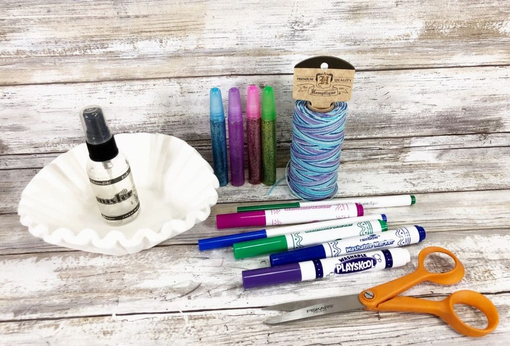 dollar store supplies to make a coffee filter mermaid bookmark