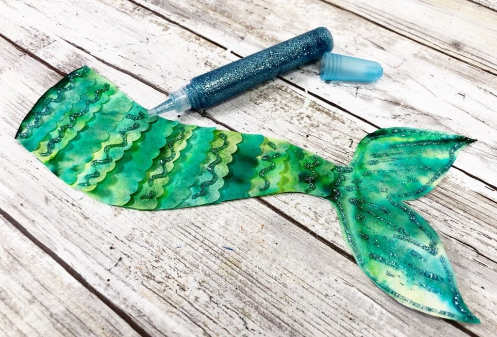 mermaid tail with glitter pen