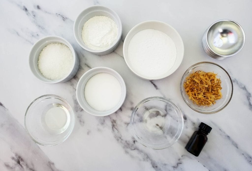 ingredients for herbal bath bombs