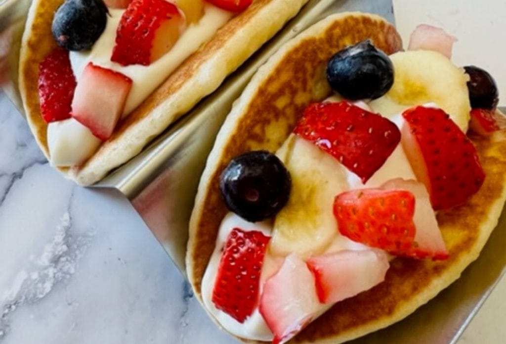 sweet pancake taco in a holder