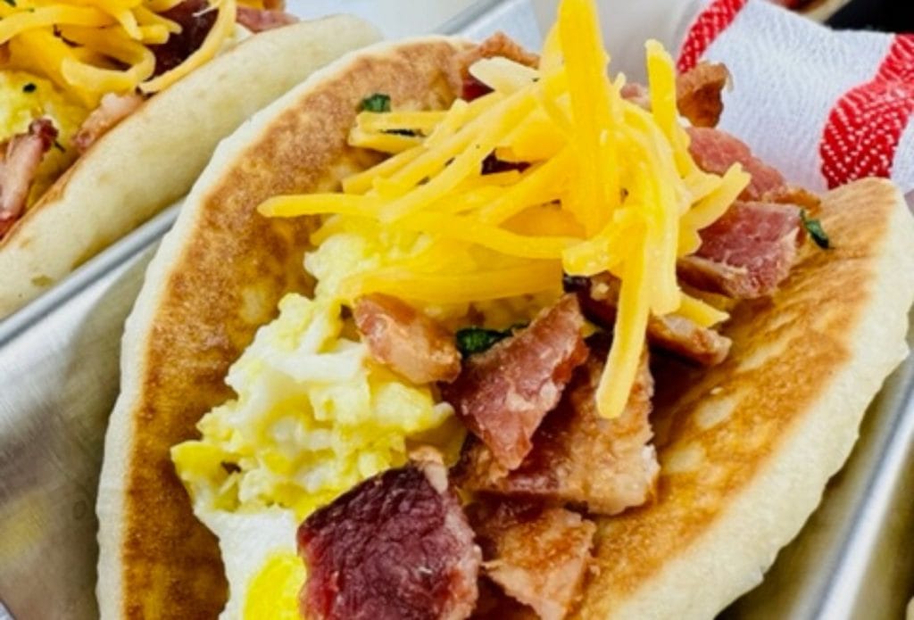 savory breakfast pancake taco