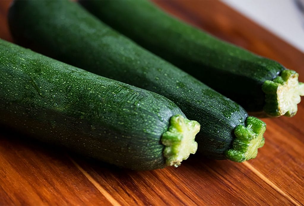 fresh zucchini on the cutting board