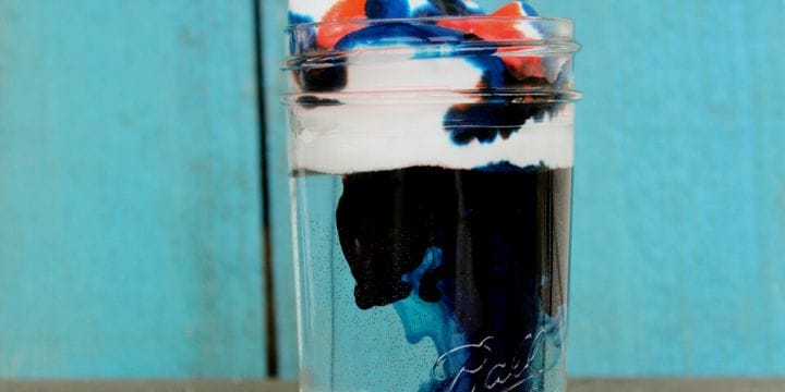 fireworks in a jar science activity in a jar on the counter