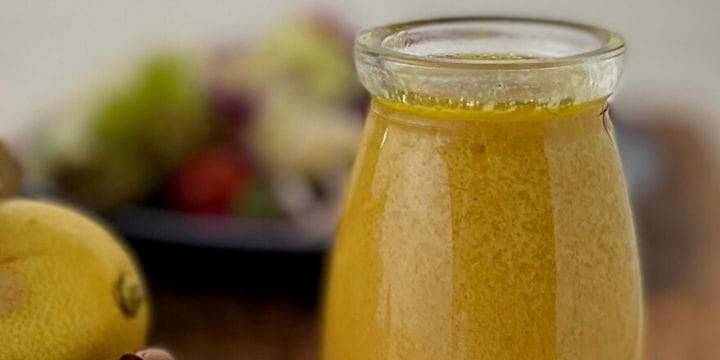 honey lemon vinaigrette dressing in a jar