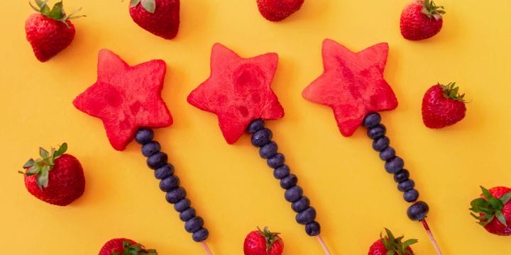 4th of july fruit skewers with blueberries and watermelon stars