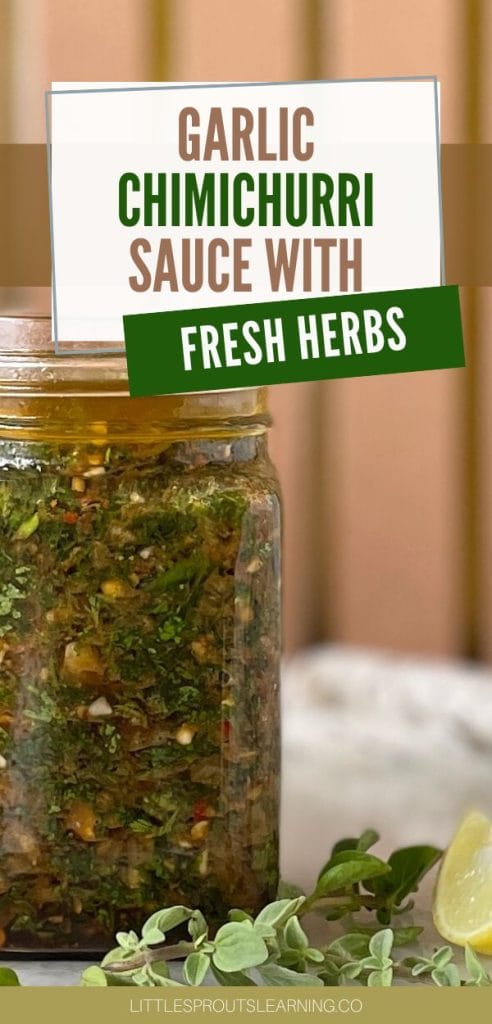 garlic chimichurri sauce with fresh herbs