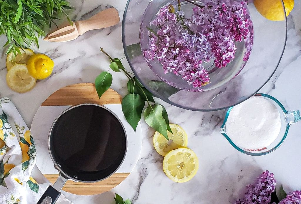 ingredients for lilac lemonade