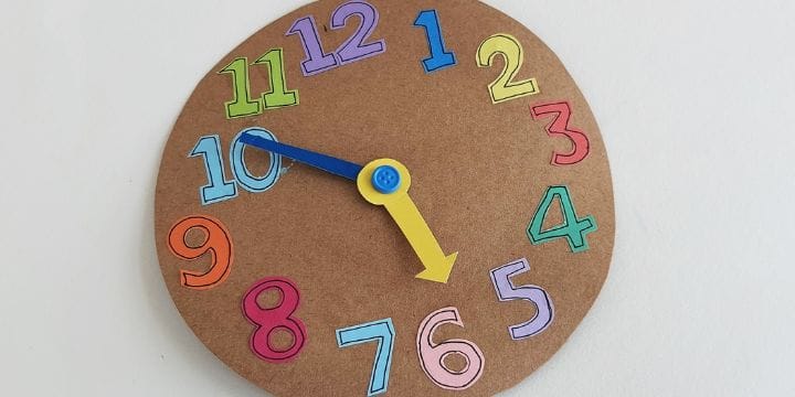 paper clock craft on a table