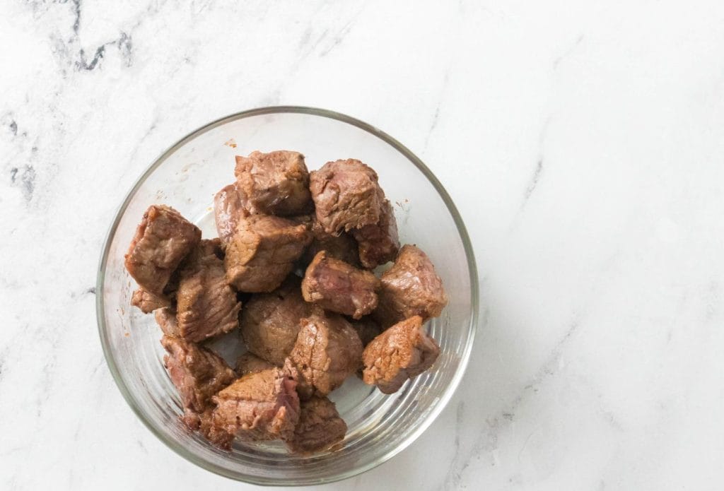 steak bites in a bowl