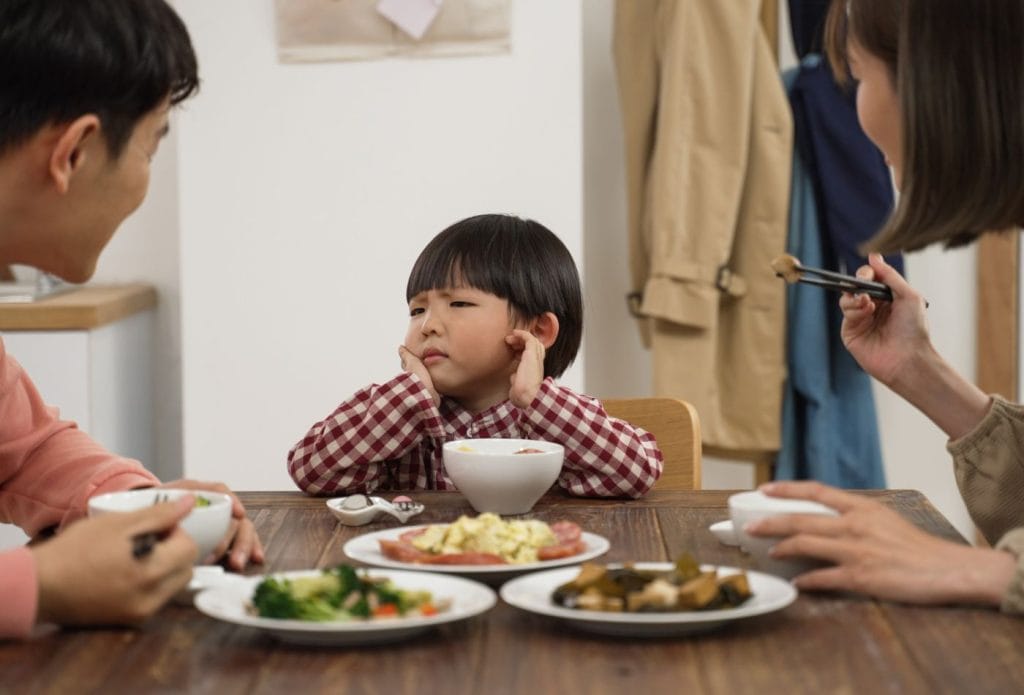 picky eater being upset at dinner