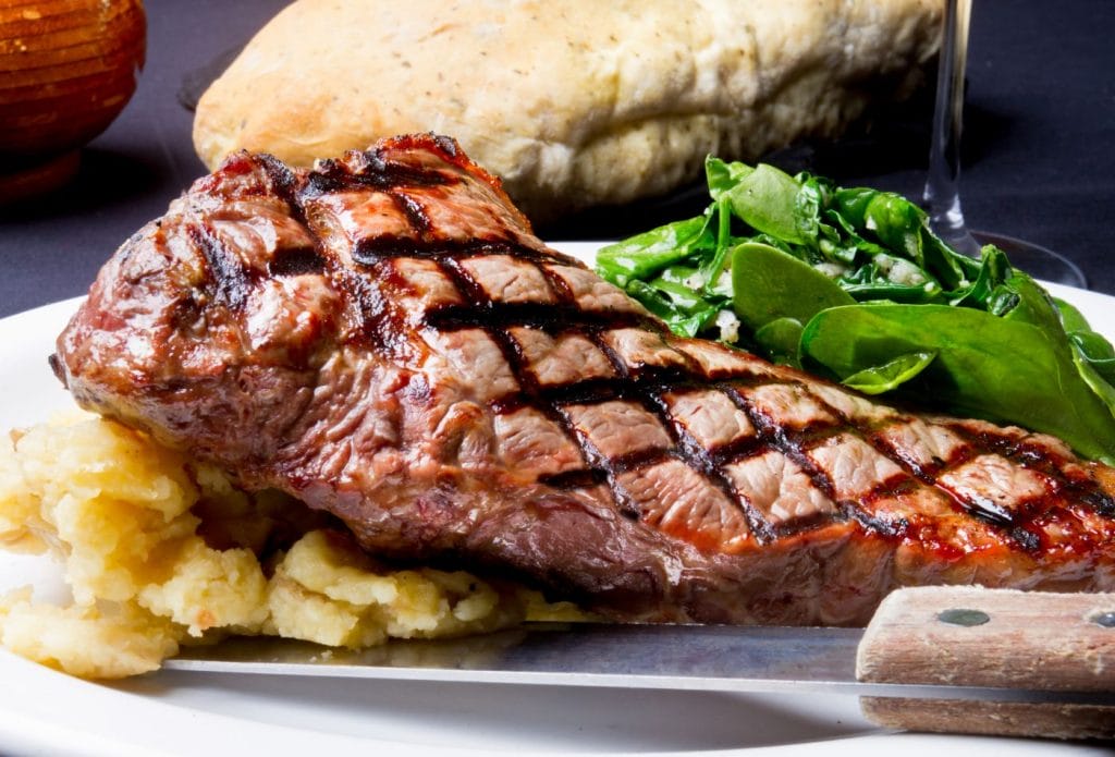 simple plate of steak and vegetables for dinner