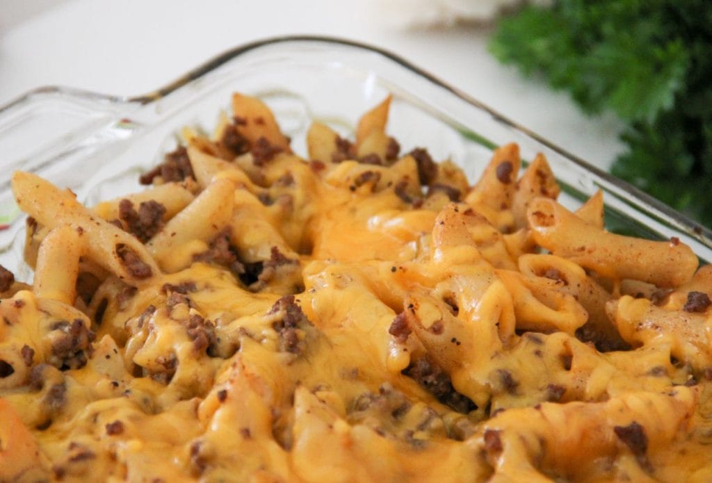hamburger casserole in a dish