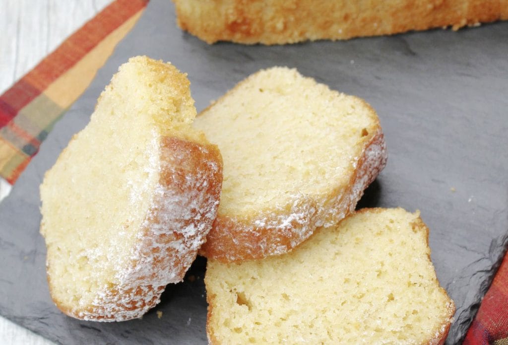 slices of vanilla bean loaf from a top view