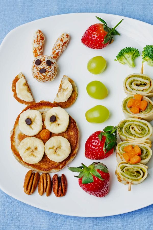 fun and healthy snacks for kids on a tray