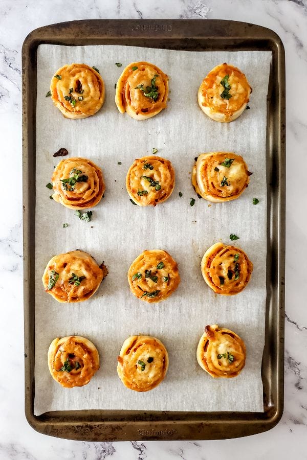 pizza rolls just pulled out of the oven