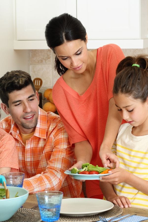 a family eating dinner