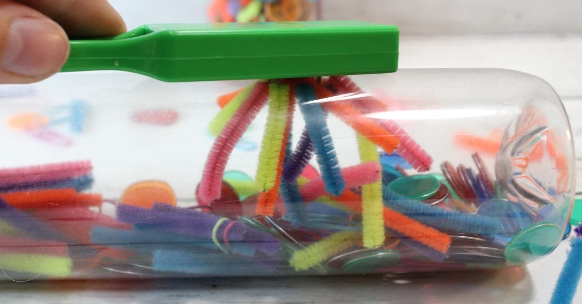 magnetic sensory bottle with magnet wand