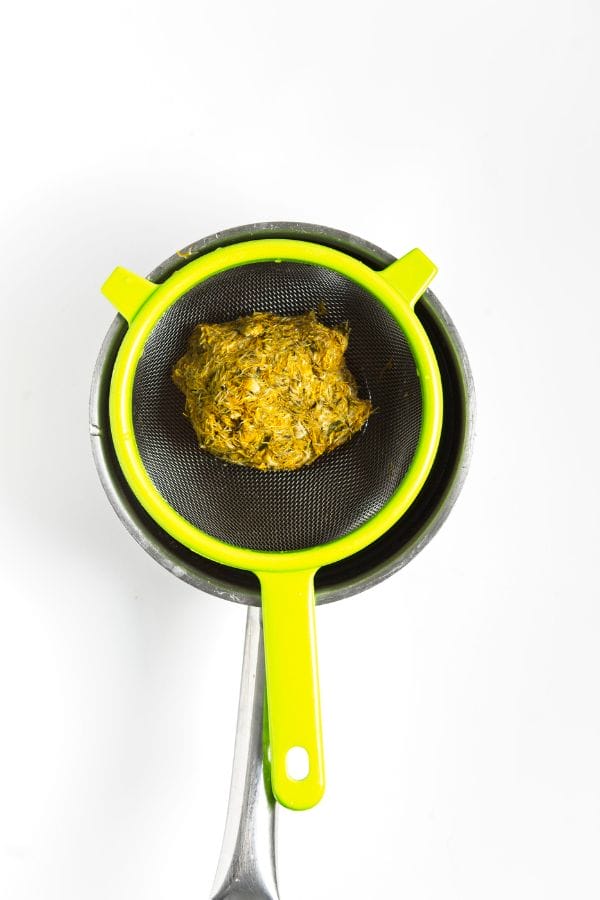 steeped and strained dandelion flower petals