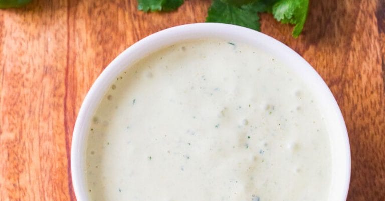a bowl of cilantro lime ranch dressing